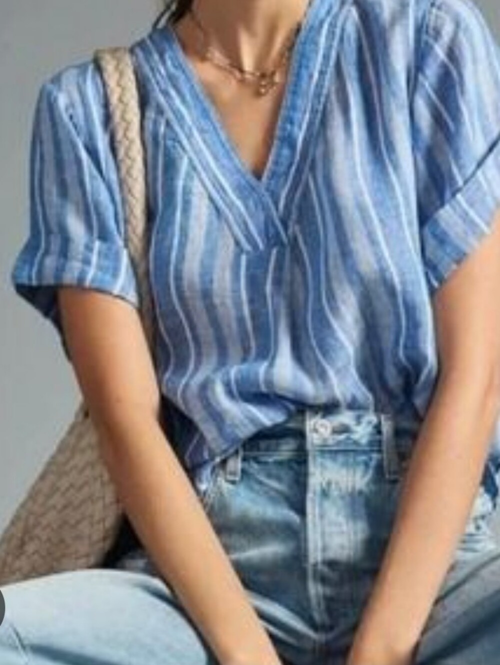 Pilcro Striped V-Neck Women’s Top
